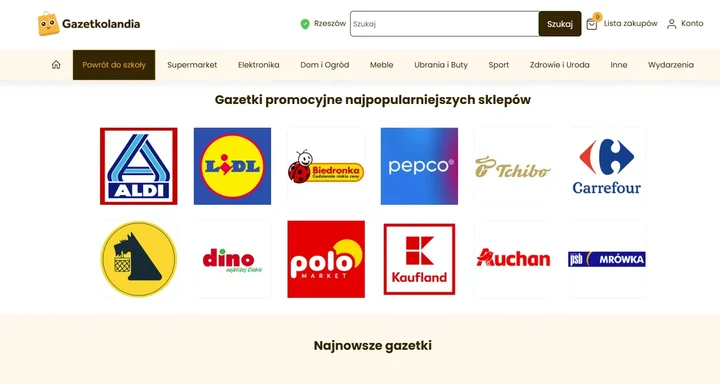 Strona internetowa do przeglądania gazetek w jednym miejscu