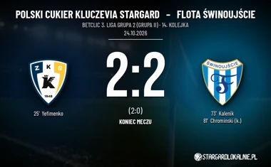 [PIŁKA NOŻNA] Polski Cukier Kluczevia Stargard – Flota Świnoujście 2:2. Dwubramkowe prowadzenie nie wystarczyło w Betclic 3. Liga Grupa 2 (Grupa II)