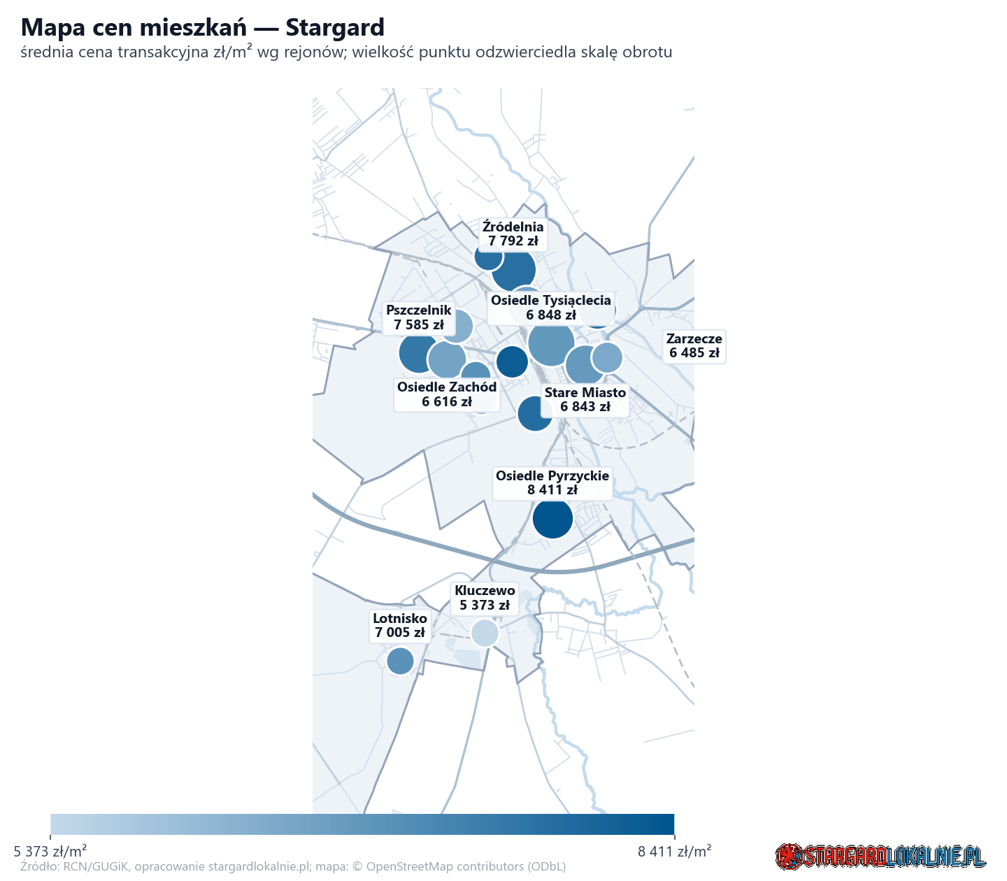 Mapa cen mieszkań - Stargard