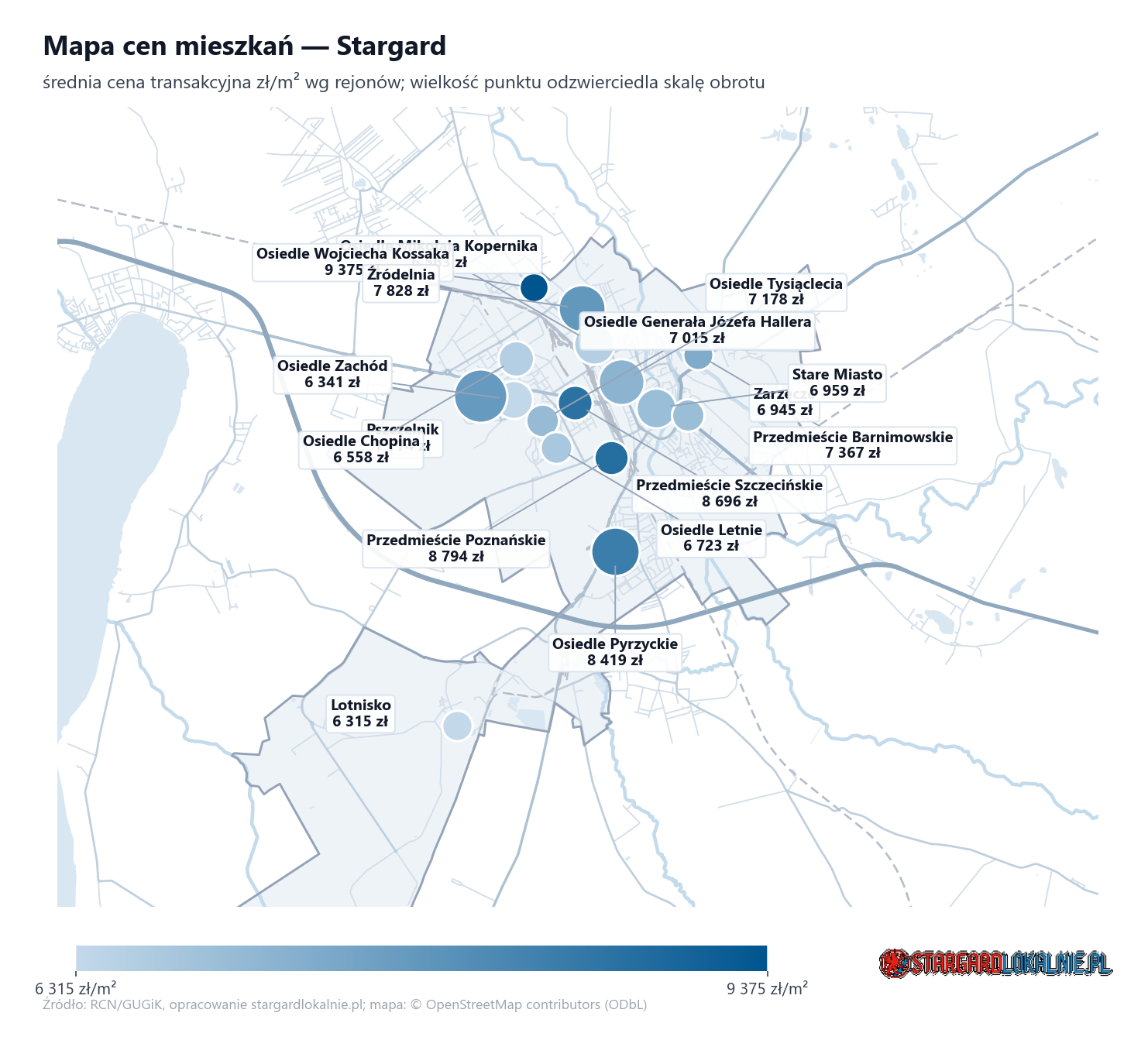 Mapa cen mieszkań - Stargard