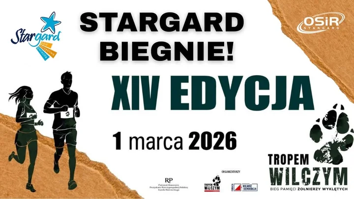 Grafika promocyjna wydarzenia Bieg Tropem Wilczym 2026 w Stargardzie