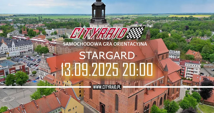Obrazek przedstawia grafikę promocyjną wydarzenia Samochodowa gra orientacyjna CITYRAID w Stargardzie