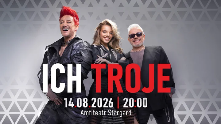 Grafika promocyjna wydarzenia Ich Troje w Amfiteatrze Stargard — 14 sierpnia 2026