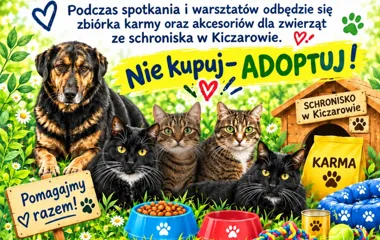 Grafika promocyjna wydarzenia Nasze Zwierzaki 2026 – spotkania edukacyjne w Gminie Stargard
