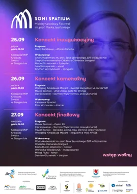 Grafika promocyjna wydarzenia SONI SPATIUM – Międzynarodowy Festiwal im. prof. Marka Jasińskiego