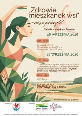Grafika promocyjna wydarzenia „Zdrowie mieszkanek wsi” – nasz priorytet