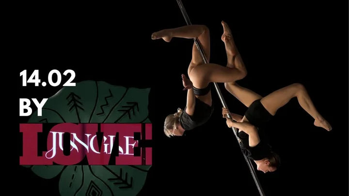 Grafika promocyjna wydarzenia Walentynki w Pole Dance Jungle Stargard — warsztaty tańca na rurze 14 lutego